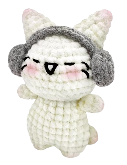 Kat met koptelefoon kit